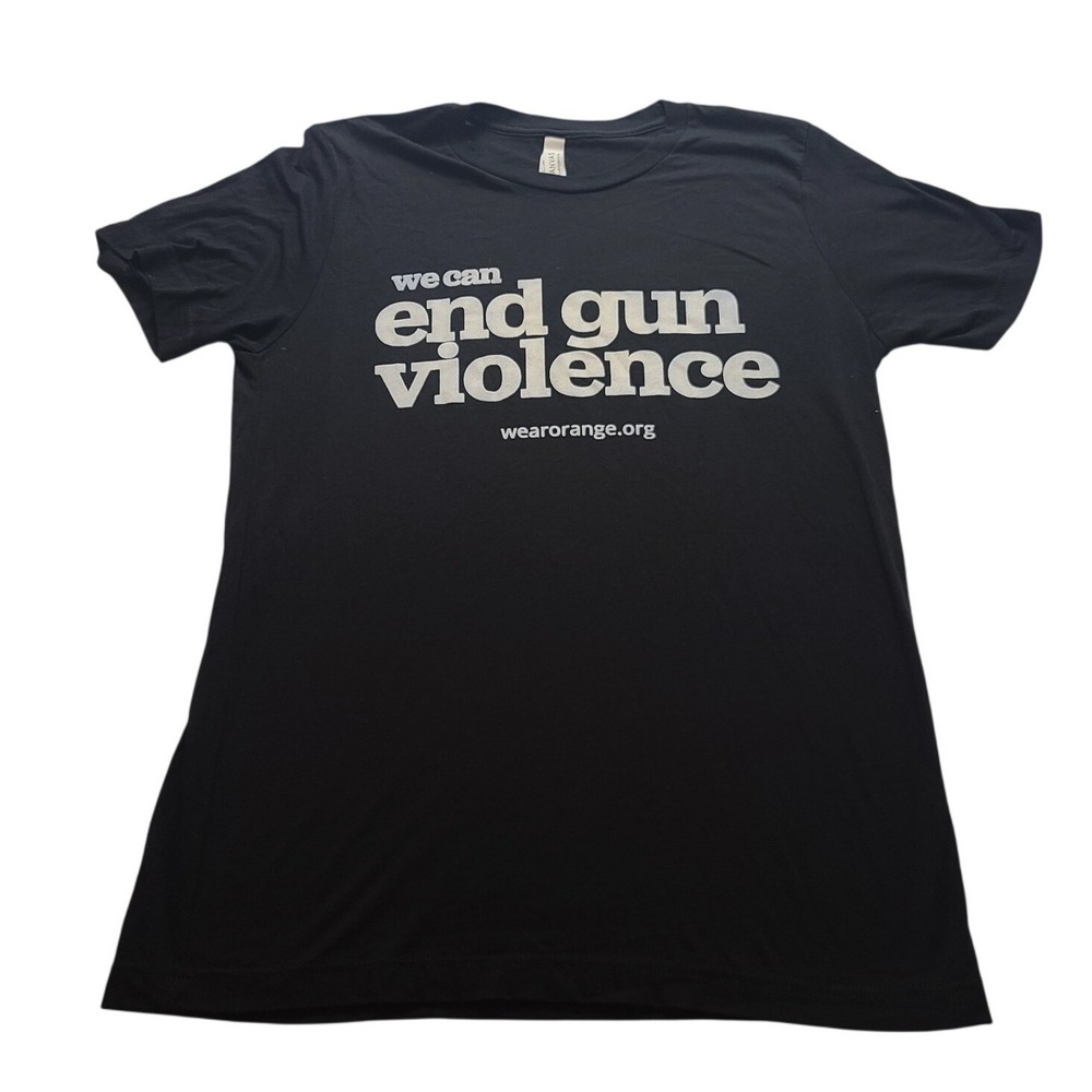 Bella Canvas We Can End Gun Violence Black Graphic T-Shirt Men's M Wear Orange